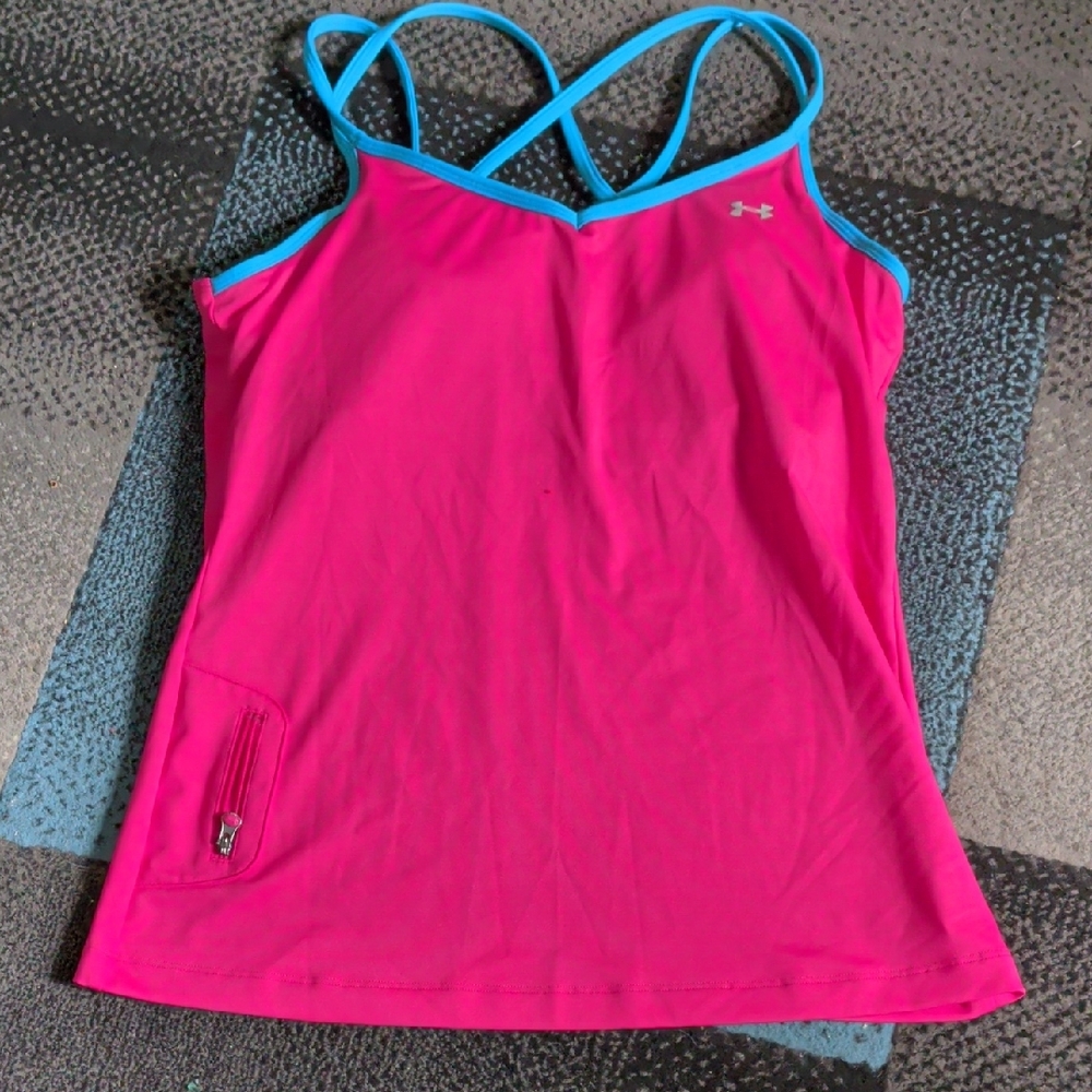 Under Armour Pink Active Camisole with Blue Trim